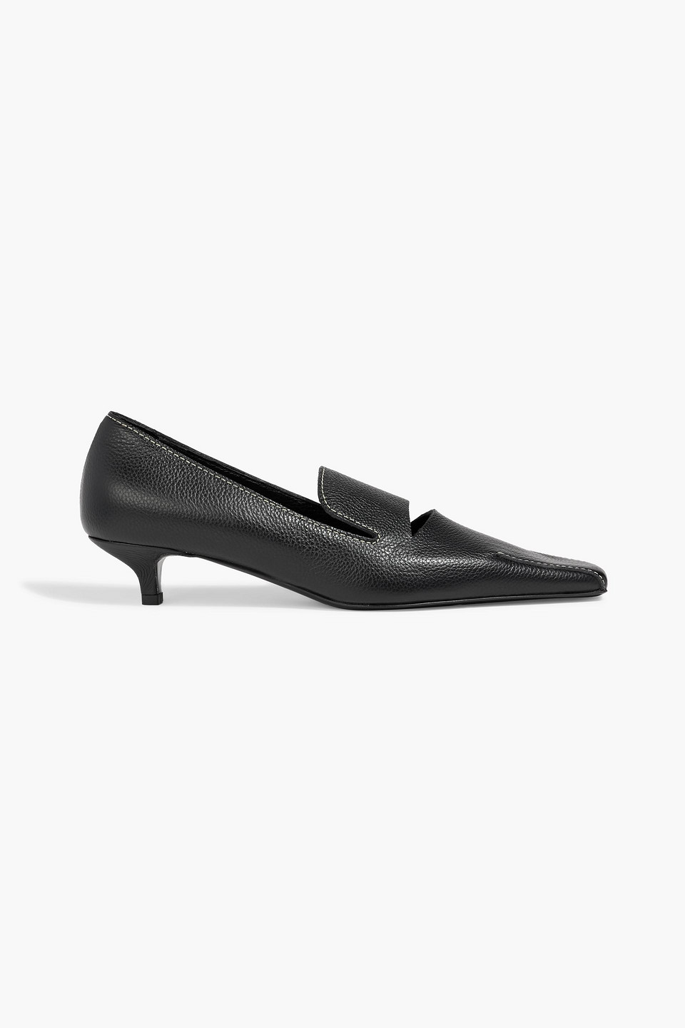 Totême Cutout Pebbled-leather Loafers In Black