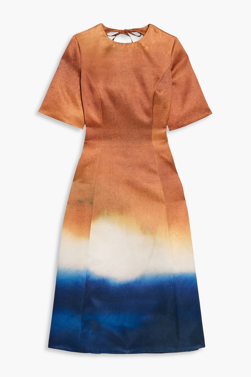 Oscar De La Renta Cutout Printed Satin Midi Dress In Brown