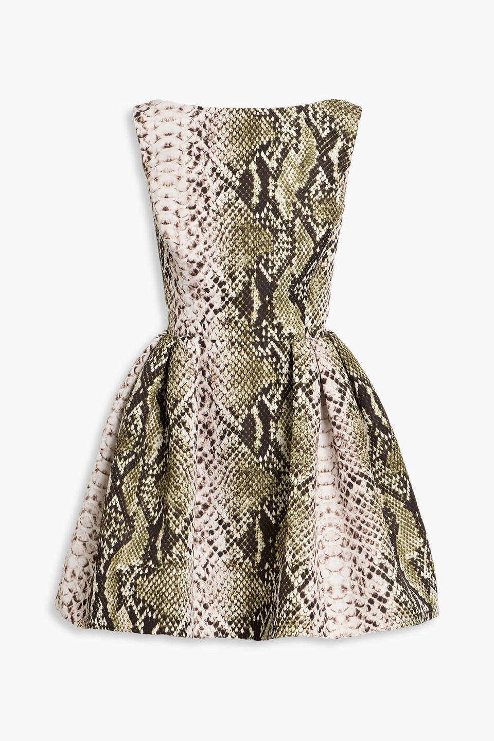 oscar de la renta - flared snake-print faille mini dress - green - us 12
