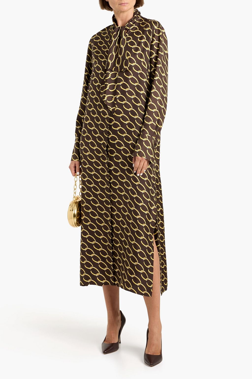 Oscar de La Renta Oscar Chain-Link Silk Twill Tunic - Natural Oscar de La Renta Oscar Chain-Link Silk Twill Tunic - Natural