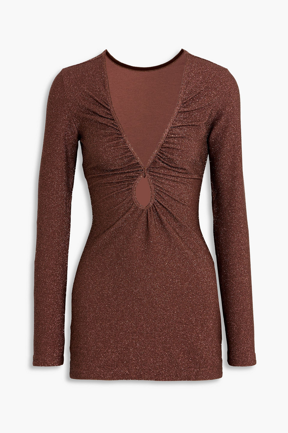 johanna ortiz - filigrana de fiesta cutout metallic stretch-knit top - metallic - us 2