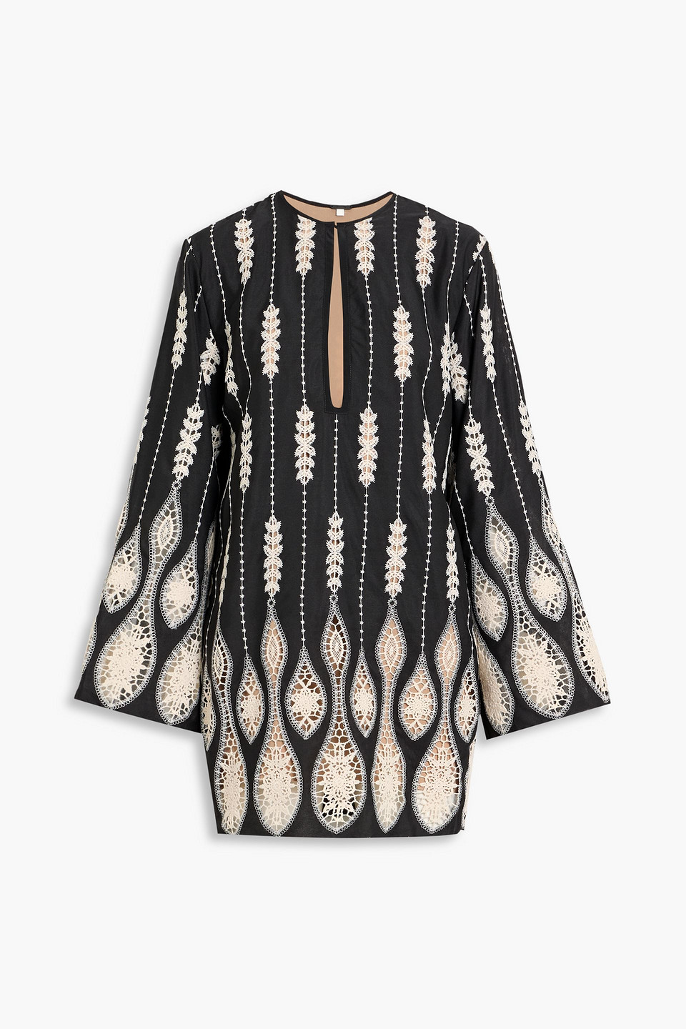 johanna ortiz - vision seeking guipure lace mini dress - black - us 4