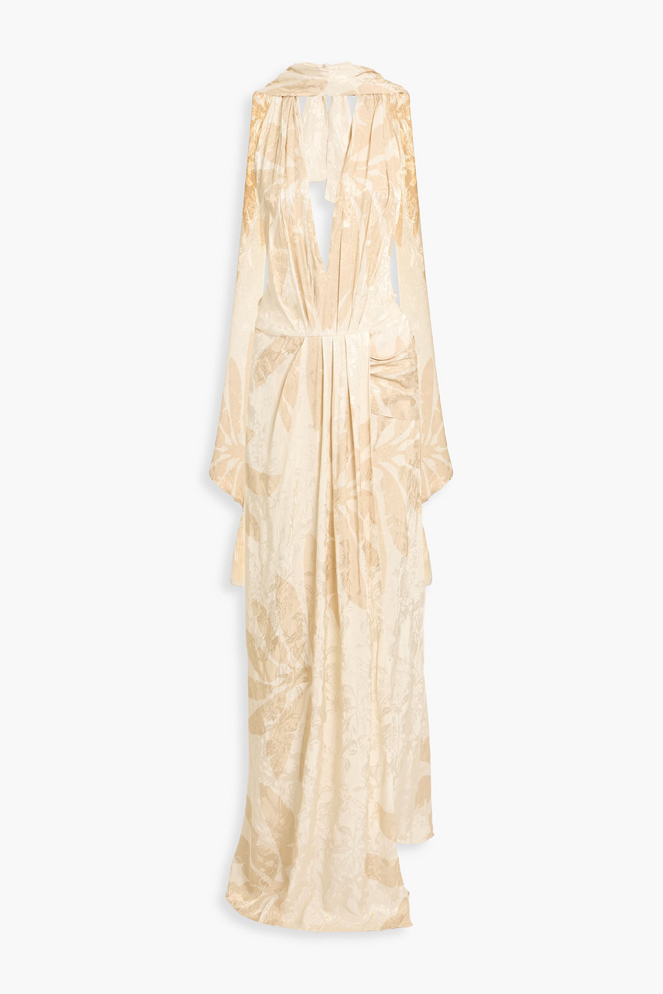 johanna ortiz - summer counts draped satin-jacquard maxi dress - neutral - us 8