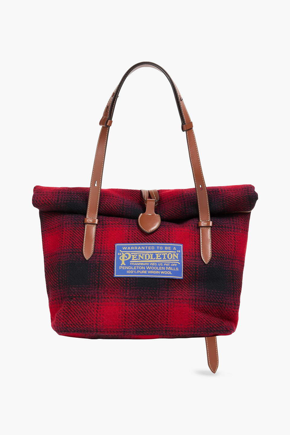 maison margiela - pendleton paper checked flannel tote - red - onesize