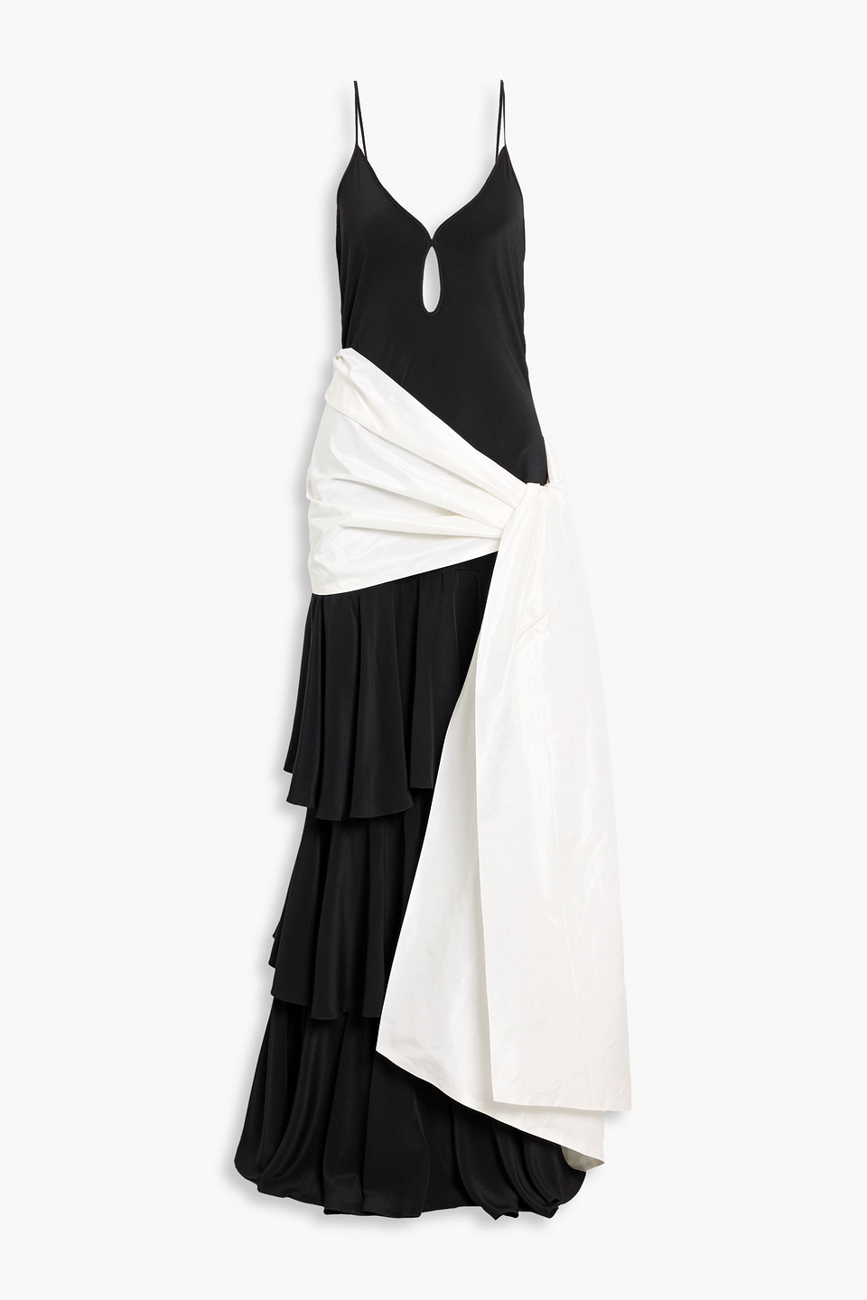 Johanna Ortiz Bird Of Night Two-tone Silk-crepe And Poplin Maxi Dress In Multi