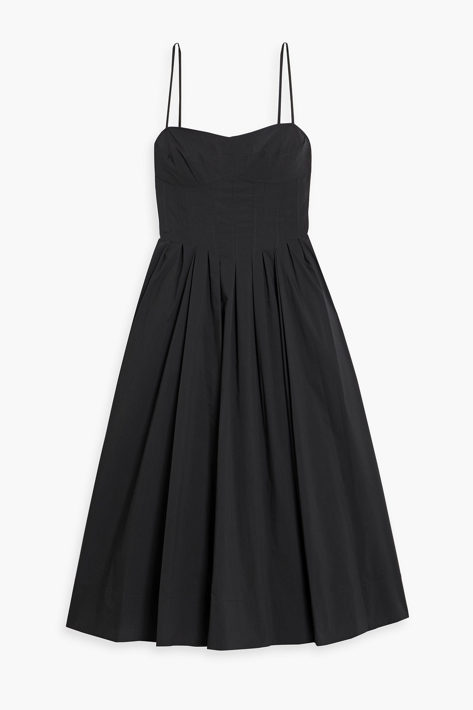 Simkhai Kittiya Pleated Cotton-blend Poplin Midi Dress In Black
