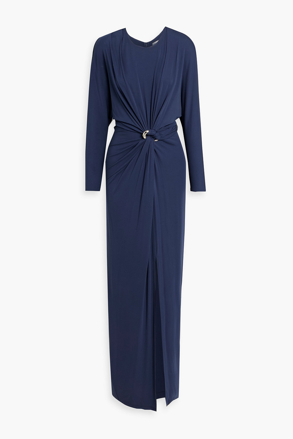 simkhai - maisie ring-embellished draped stretch-jersey maxi dress - blue - us 0