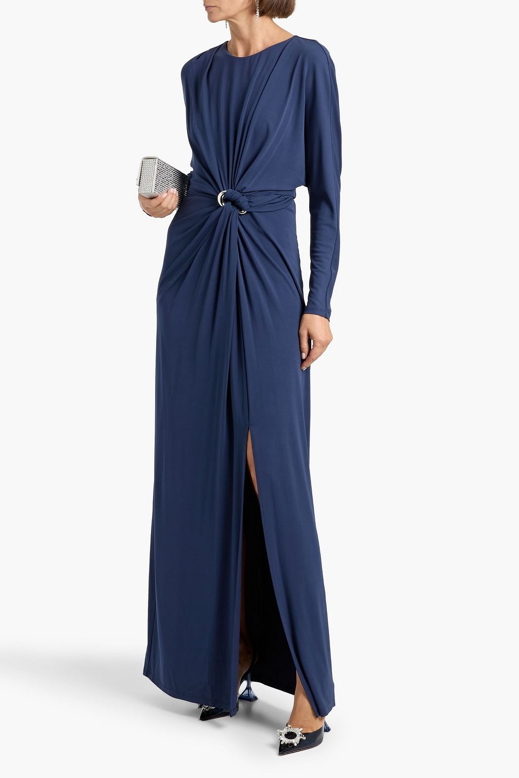 SIMKHAI Maisie ring-embellished draped stretch-jersey maxi dress