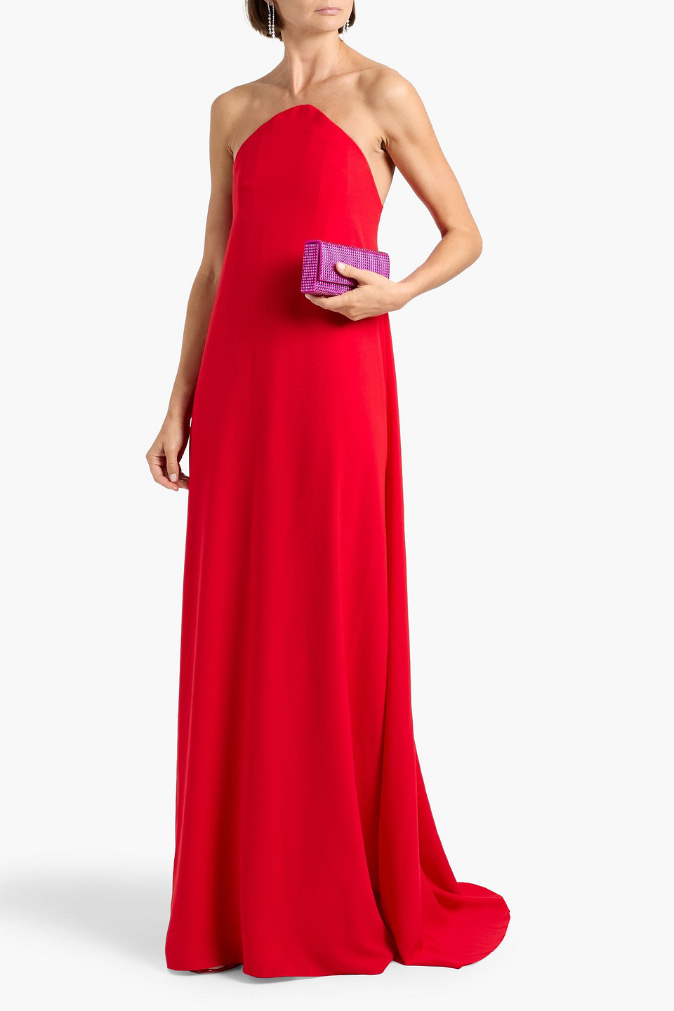 Carolina Herrera Strapless Crepe Gown In Red