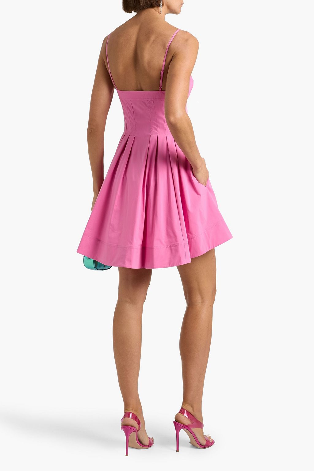 SIMKHAI Kitt pleated cotton-blend poplin mini dress