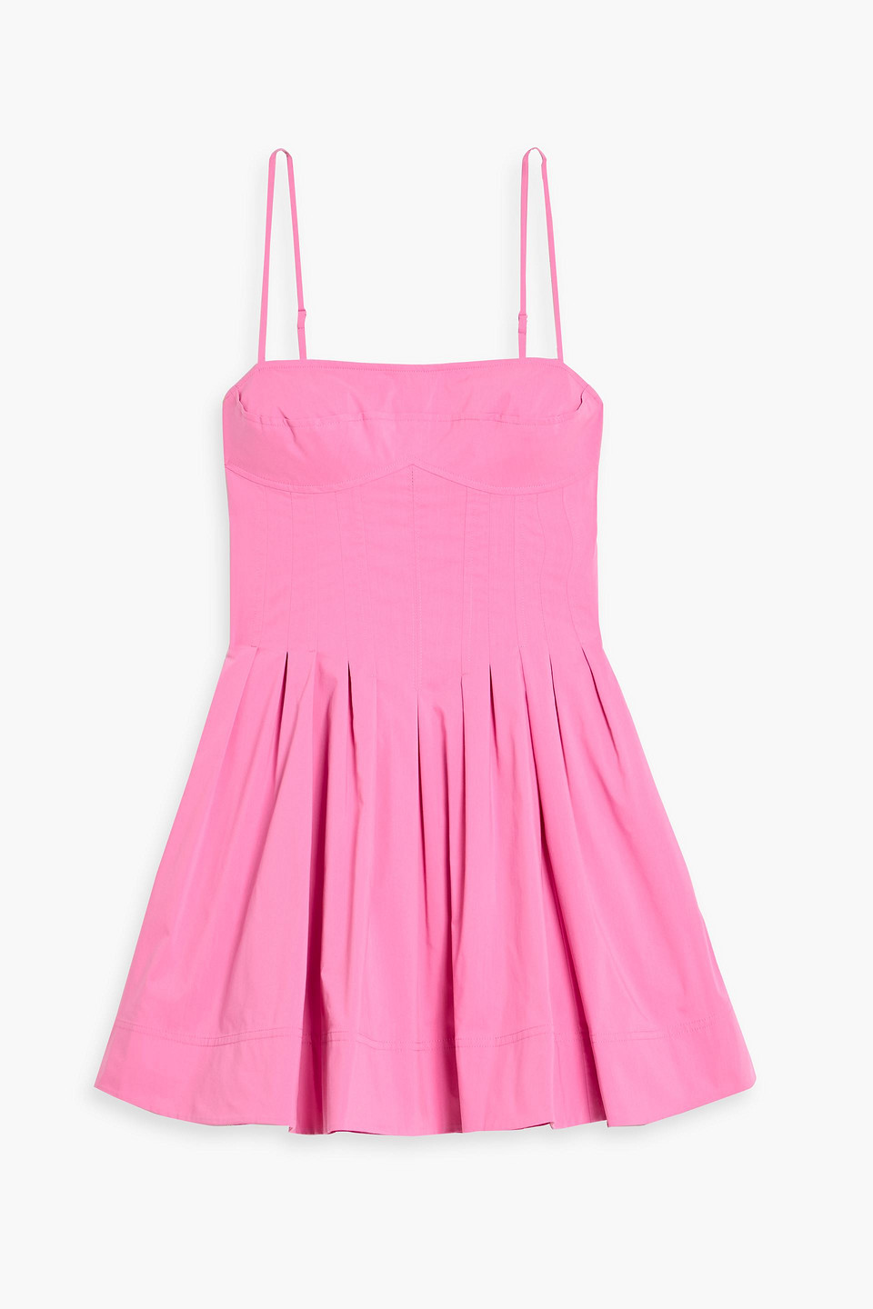Simkhai Kitt Pleated Cotton-blend Poplin Mini Dress In Pink