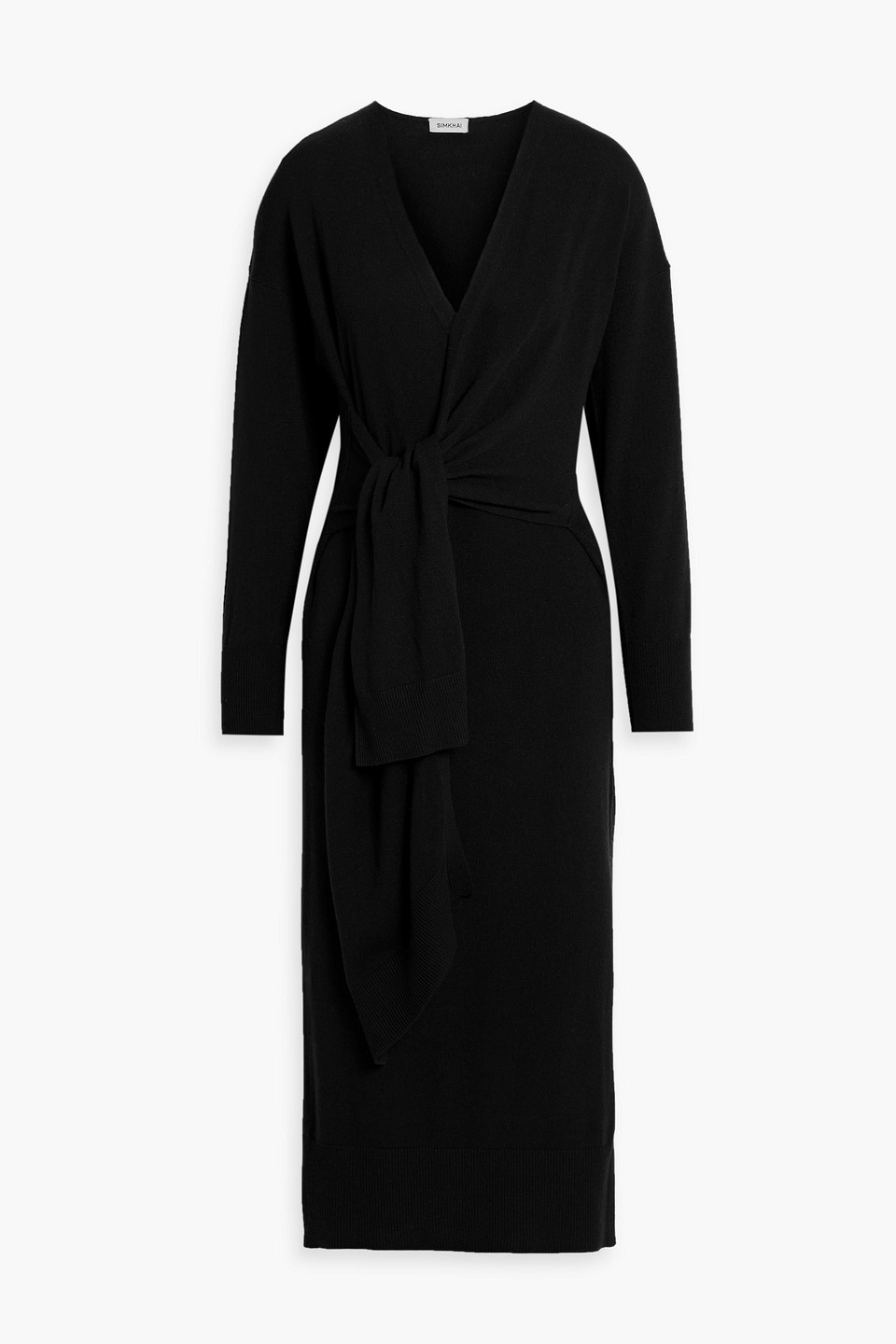Simkhai Skyla Wrap-effect Knitted Midi Dress In Black