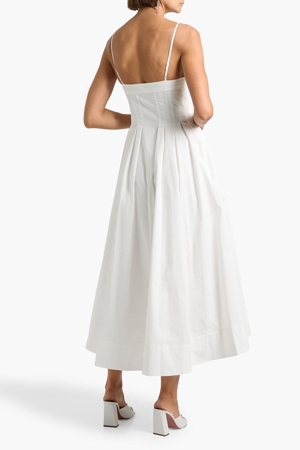 SIMKHAI Pleated cotton-blend poplin midi dress