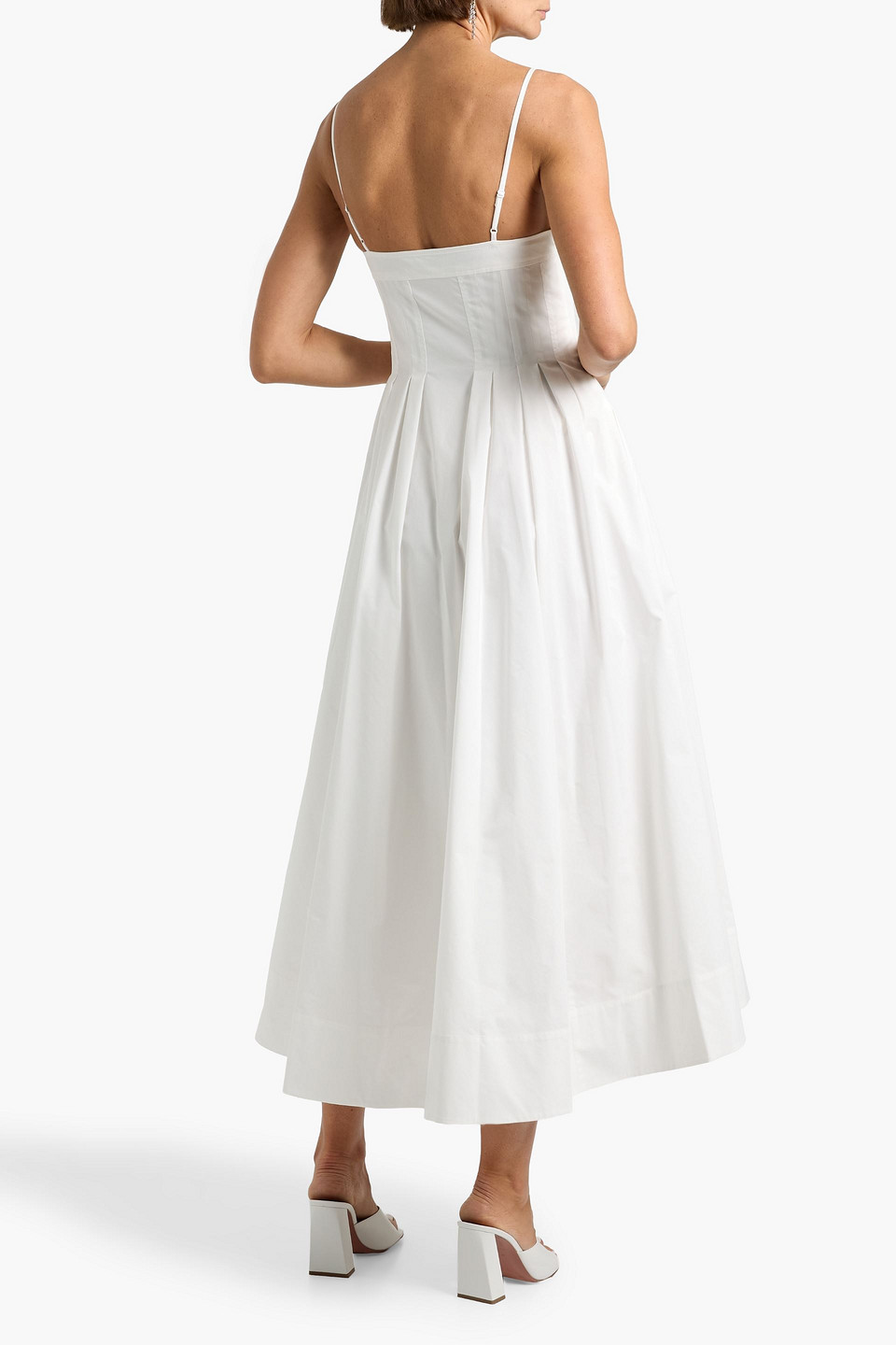 Simkhai Kittiya Pleated Cotton-blend Poplin Midi Dress In White