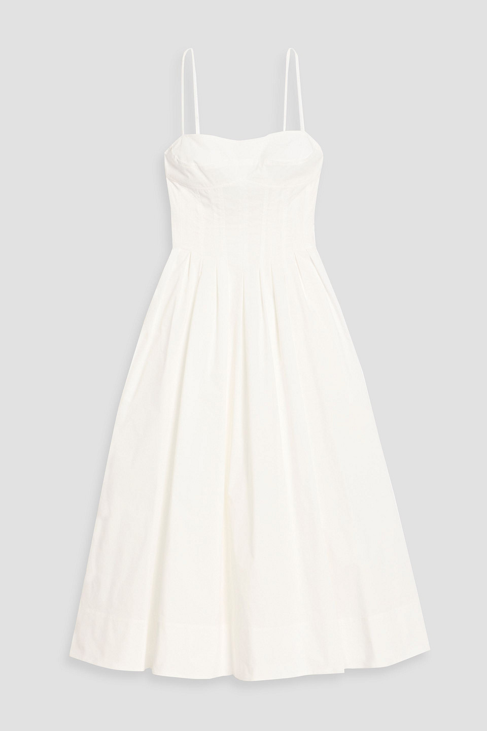 Simkhai Kittiya Pleated Cotton-blend Poplin Midi Dress In White