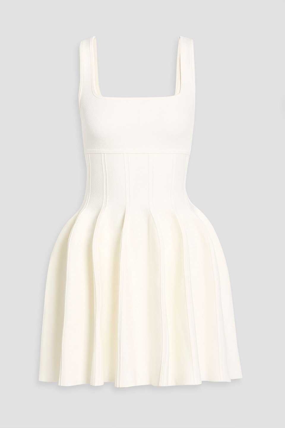 Simkhai Elektra Pleated Stretch-knit Mini Dress In White