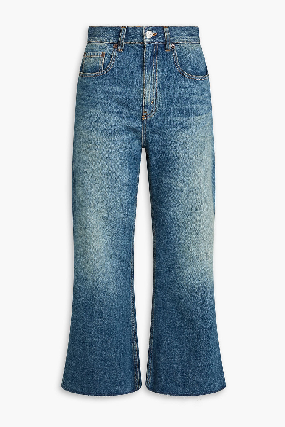 Victoria Beckham Cropped High-rise Wide-leg Jeans In Blue