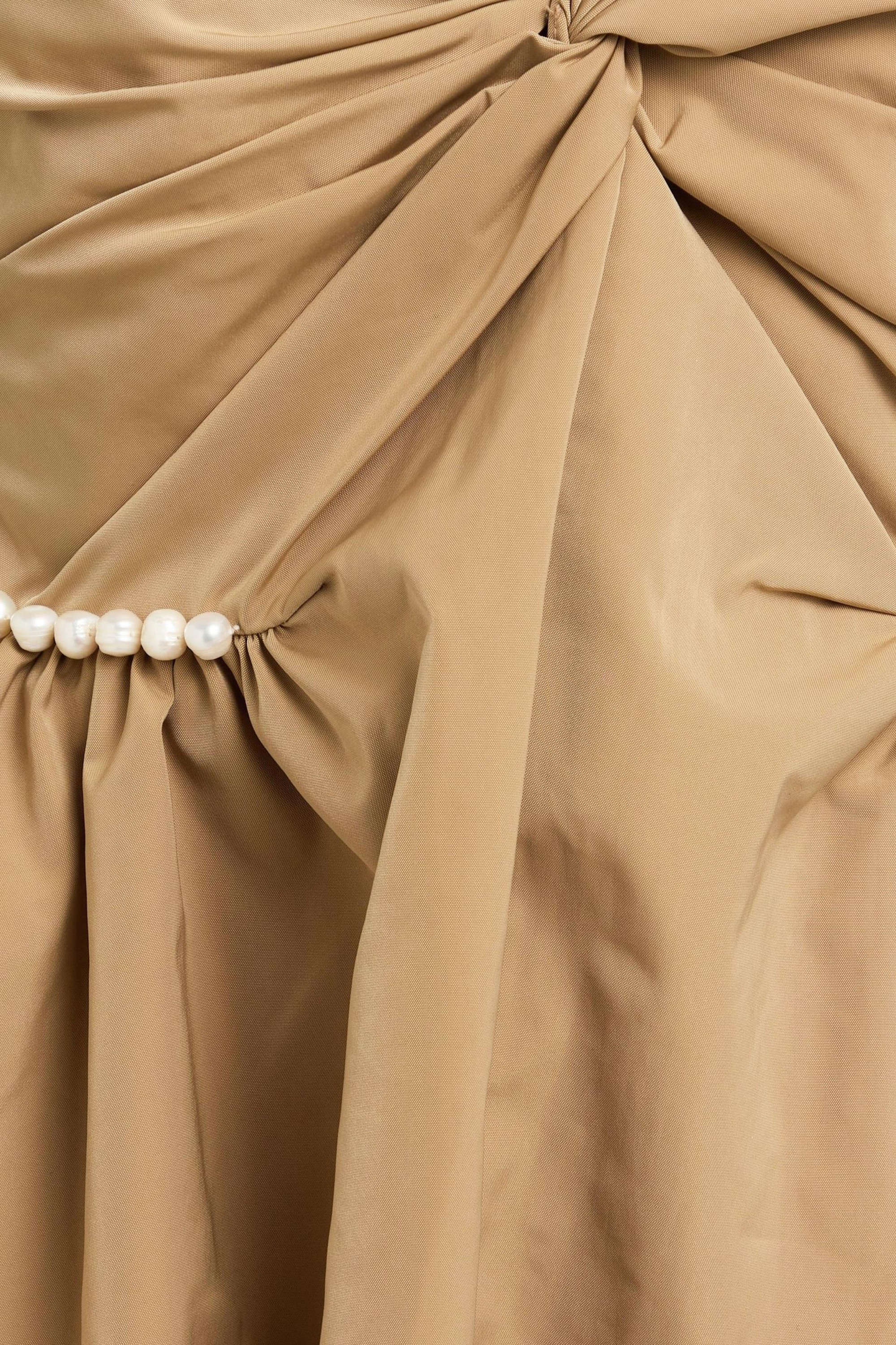 Kika Vargas Hebe strapless faux pearl-embellished woven top