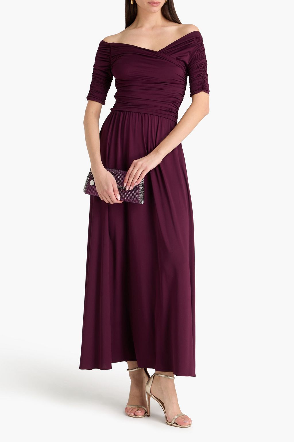 burgundy halter maxi dress Zapakasa Women Halter Burgundy Long Satin Bridesmaid Dress Sheath Prom Dress