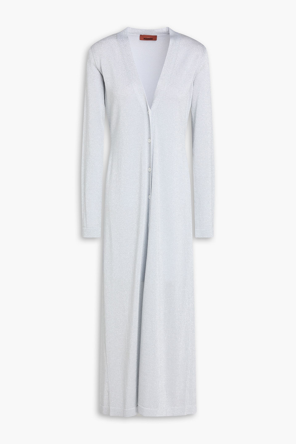 Missoni Metallic Crochet-knit Cardigan In Silver