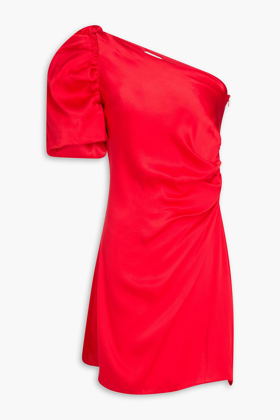 Kika Vargas Laverne One-shoulder Silk-satin Mini Dress In Red
