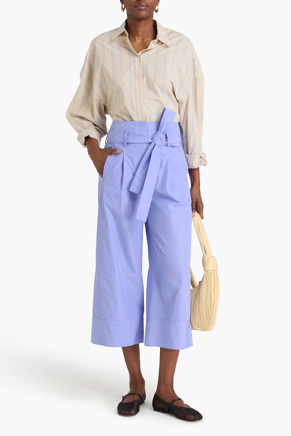  3.1 Phillip Lim - Cropped Hose Mit Weitem Bein Aus Popeline Aus Einer Baumwollmischung Mit Gürtel - Lila - Us 00 