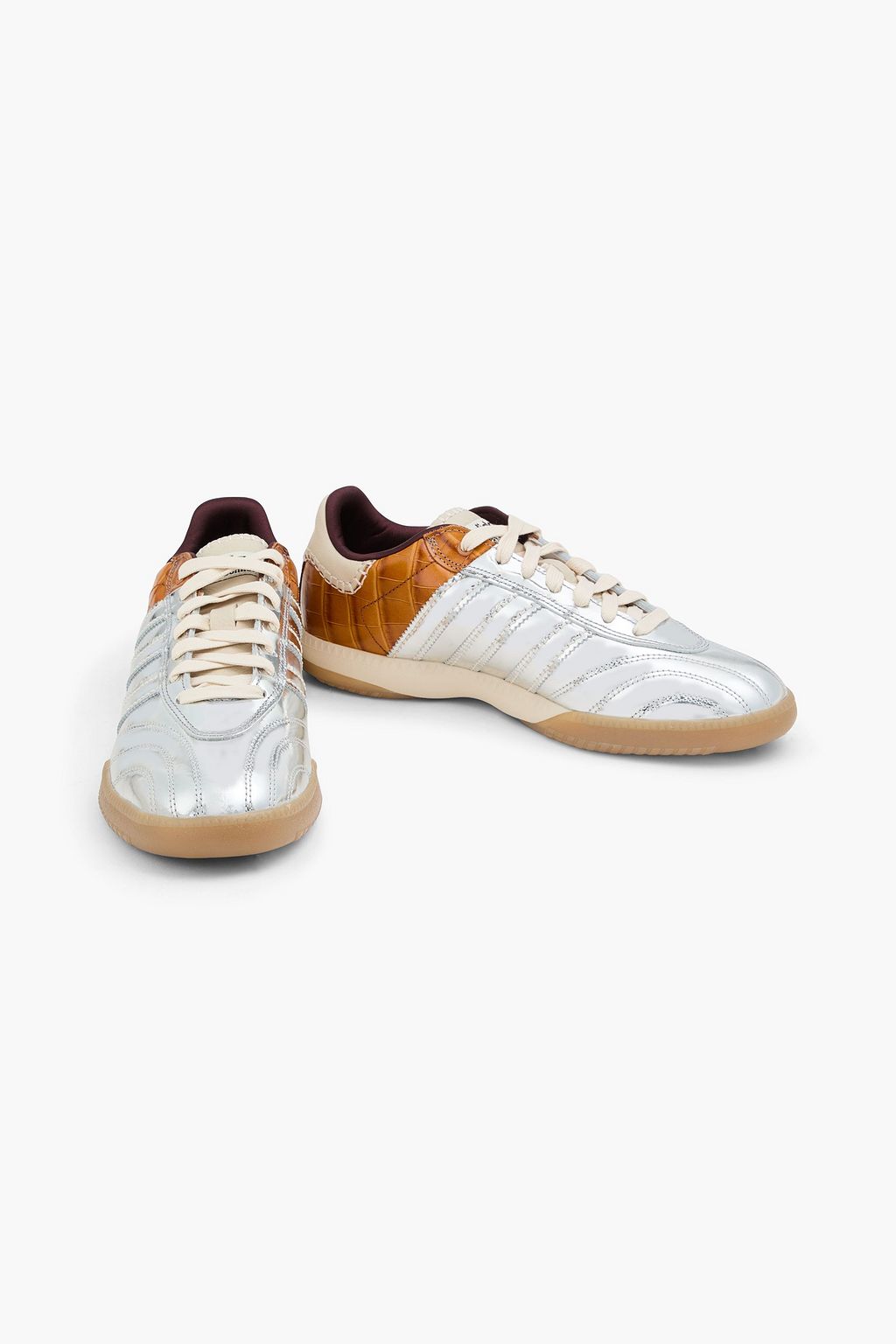 adidas gazelle silver green womens ADIDAS Size 11.5 White Grey Color Block Leather Low Top Sneakers