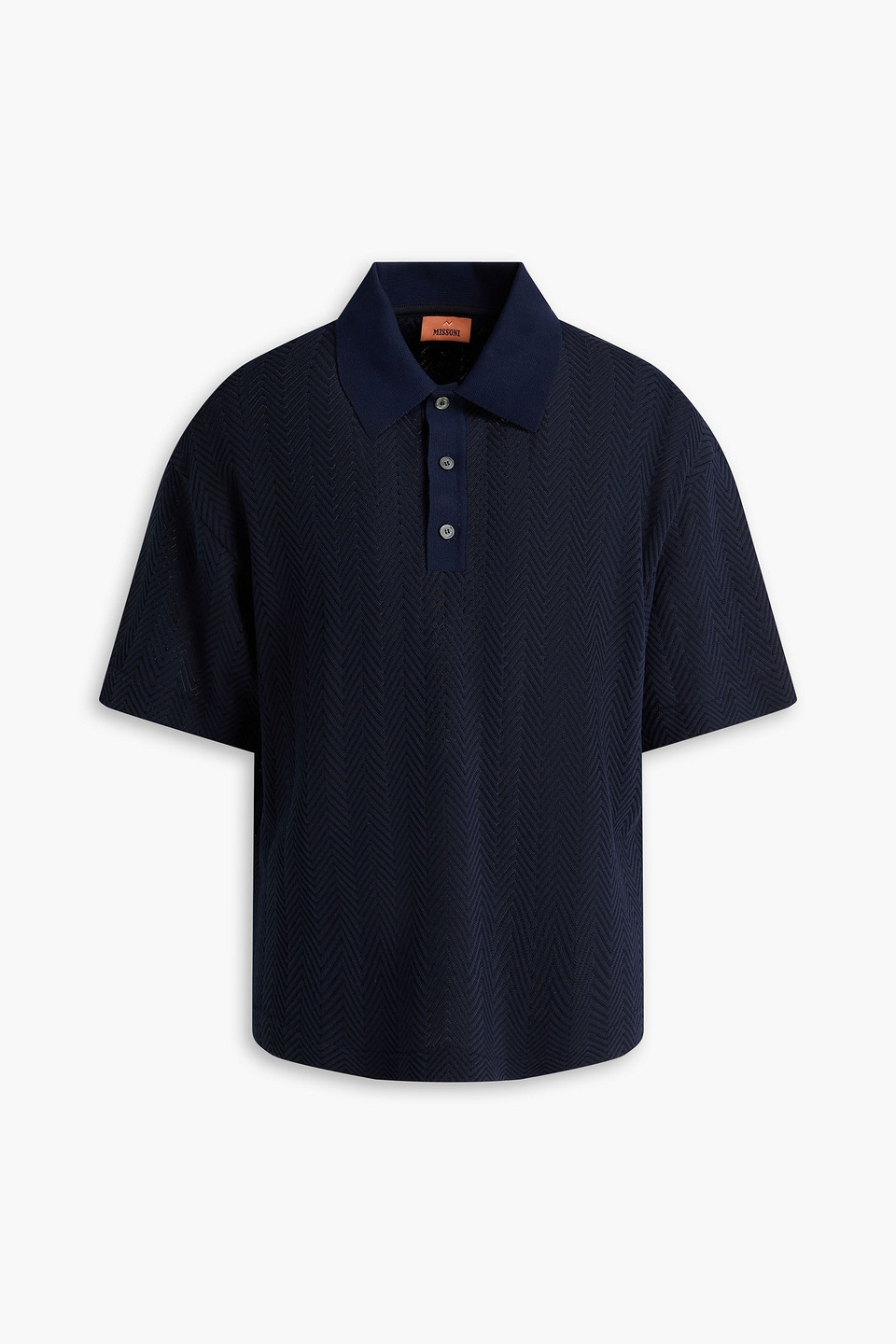 missoni - jacquard-knit cotton-blend polo shirt - blue - m