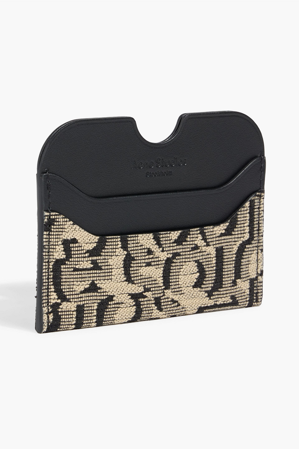 Acne Studios Jacquard And Leather Cardholder In Black