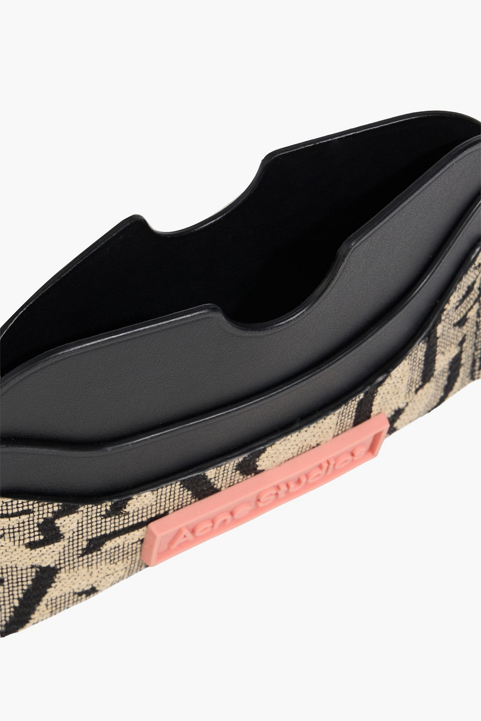 Acne Studios Jacquard And Leather Cardholder In Black