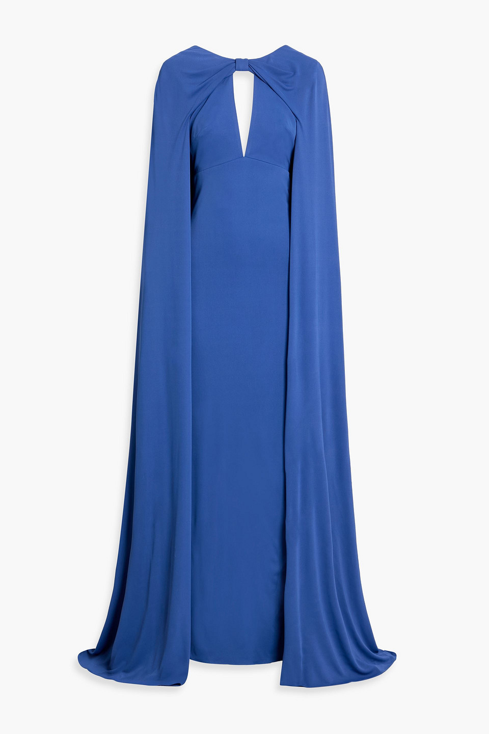 monique lhuillier - cape-effect crepe gown - blue - us 10