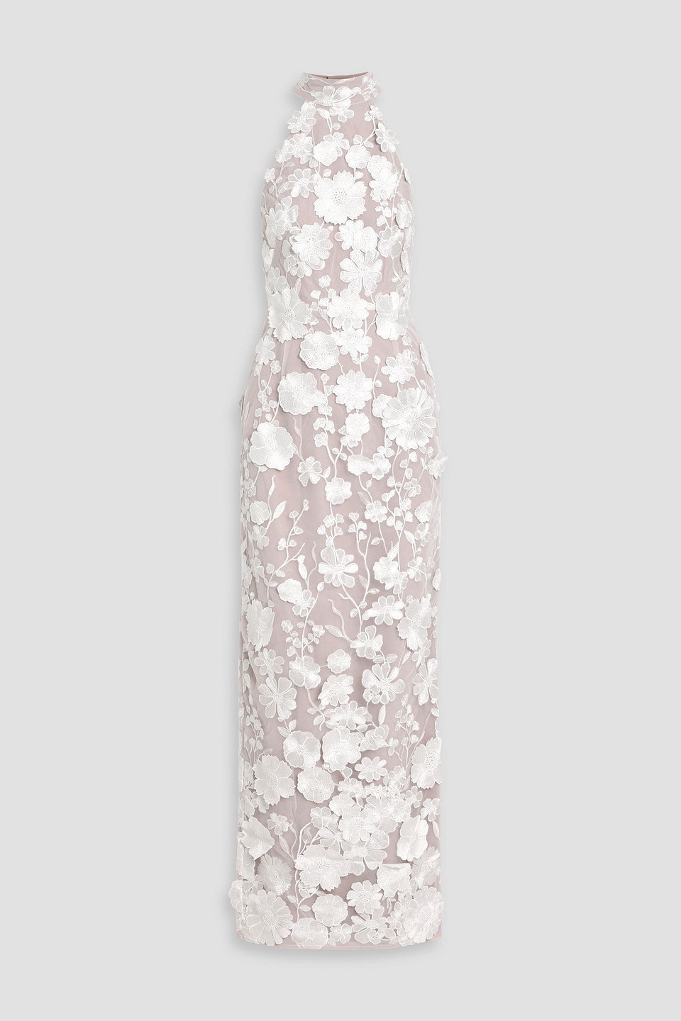 Bronx And Banco Jasmine Floral-appliquéd Embroidered Tulle Maxi Dress In Multi