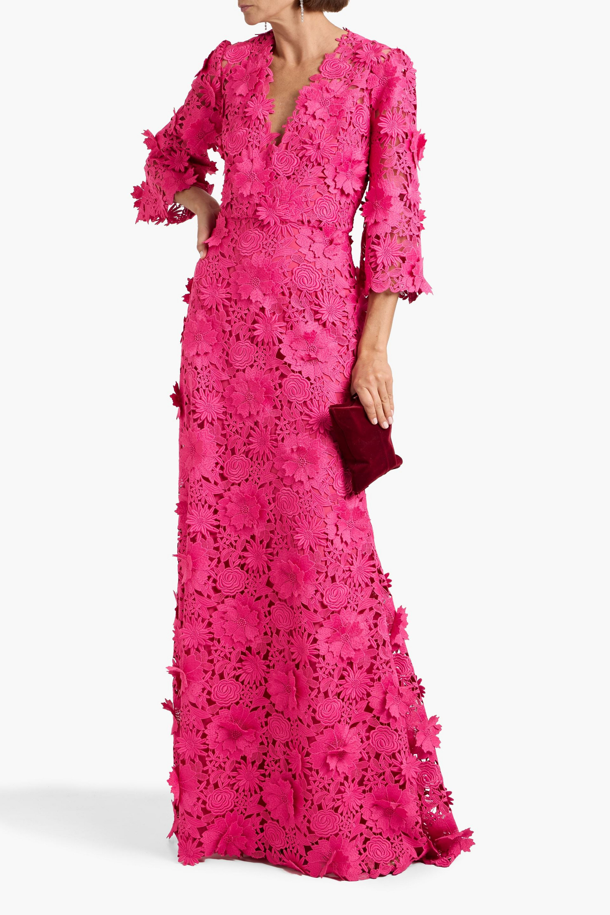 Monique Lhuillier Guipure lace gown