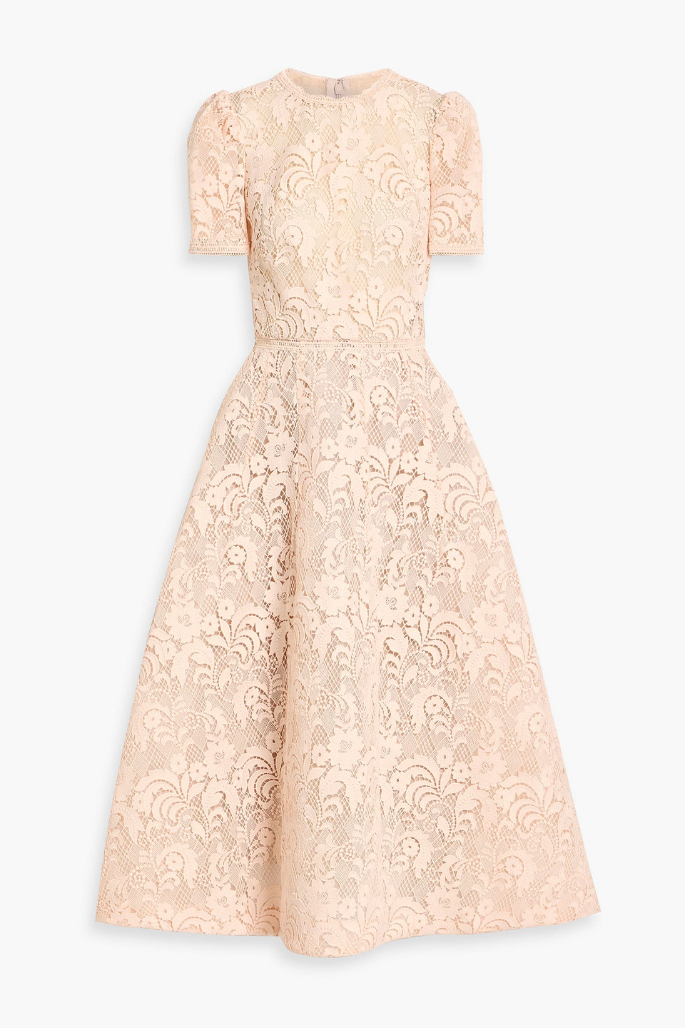 monique lhuillier - guipure lace midi dress - orange - us 2