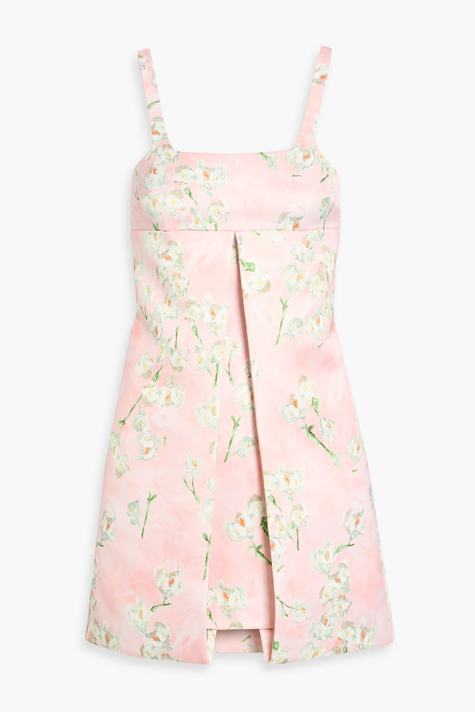 Emilia Wickstead Levisa Layered Floral-print Duchesse-satin Mini Dress In Pink