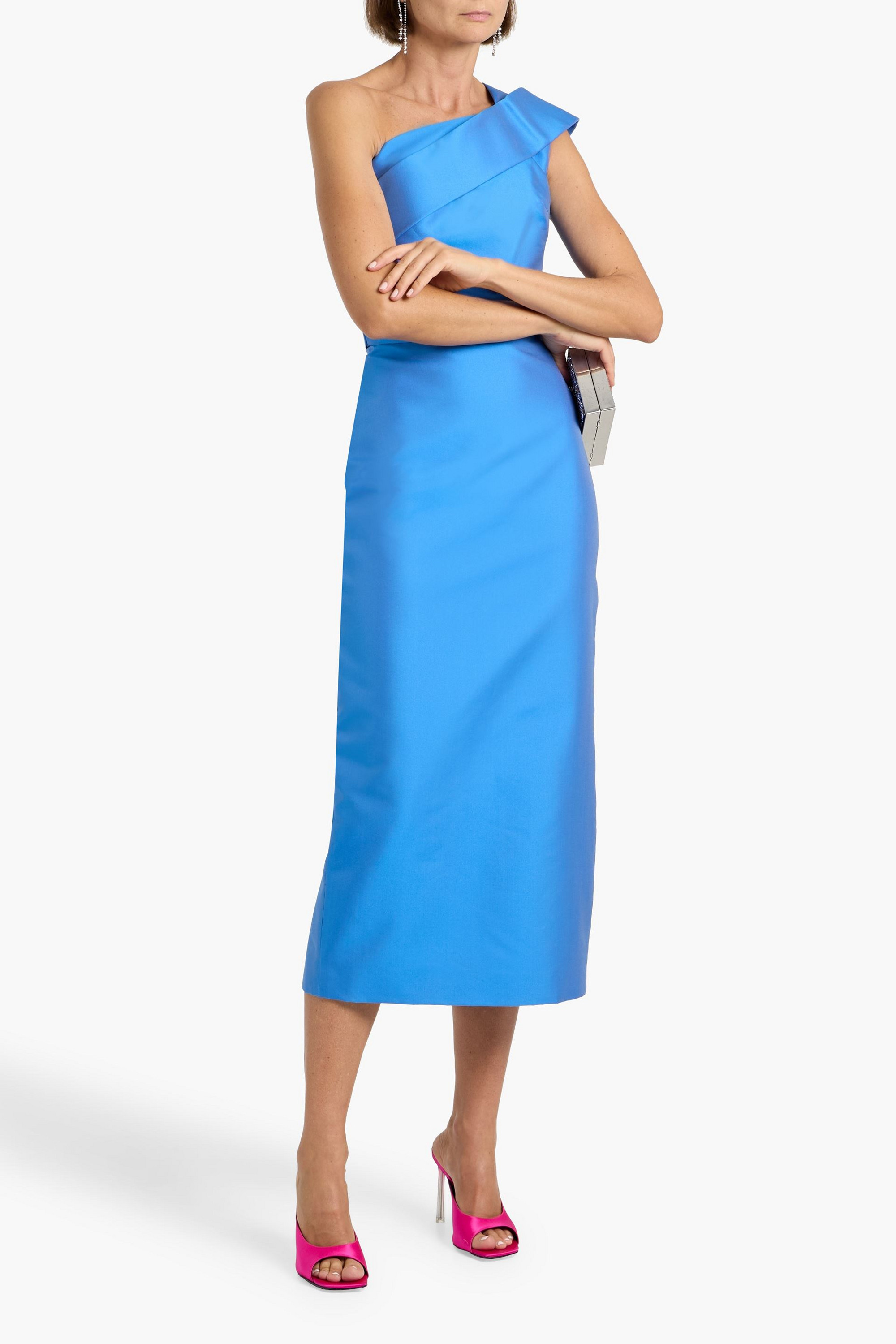 Alexander McQueen - One-shoulder asymmetric knotted faille midi