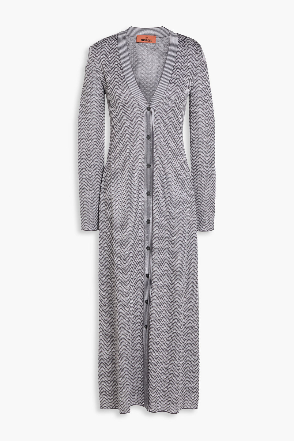 Missoni Metallic Crochet-knit Cardigan In Gray