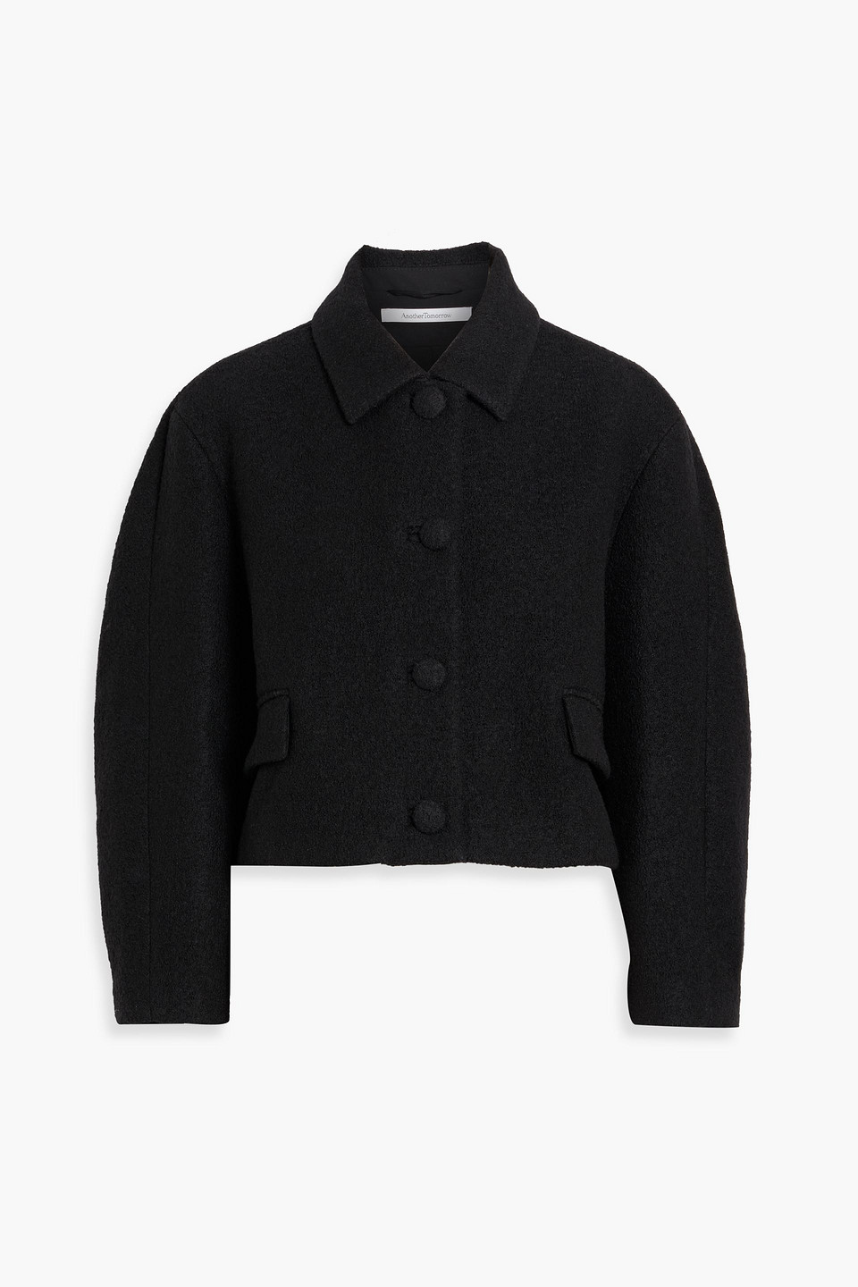 Another Tomorrow Boucle Cocoon Jacket In Black