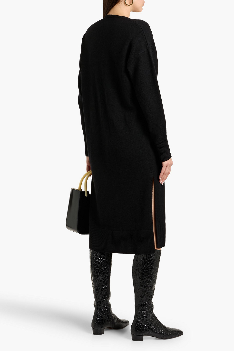  Another Tomorrow - Midikleid Aus Einer Kaschmir-wollmischung - Schwarz - Xs 