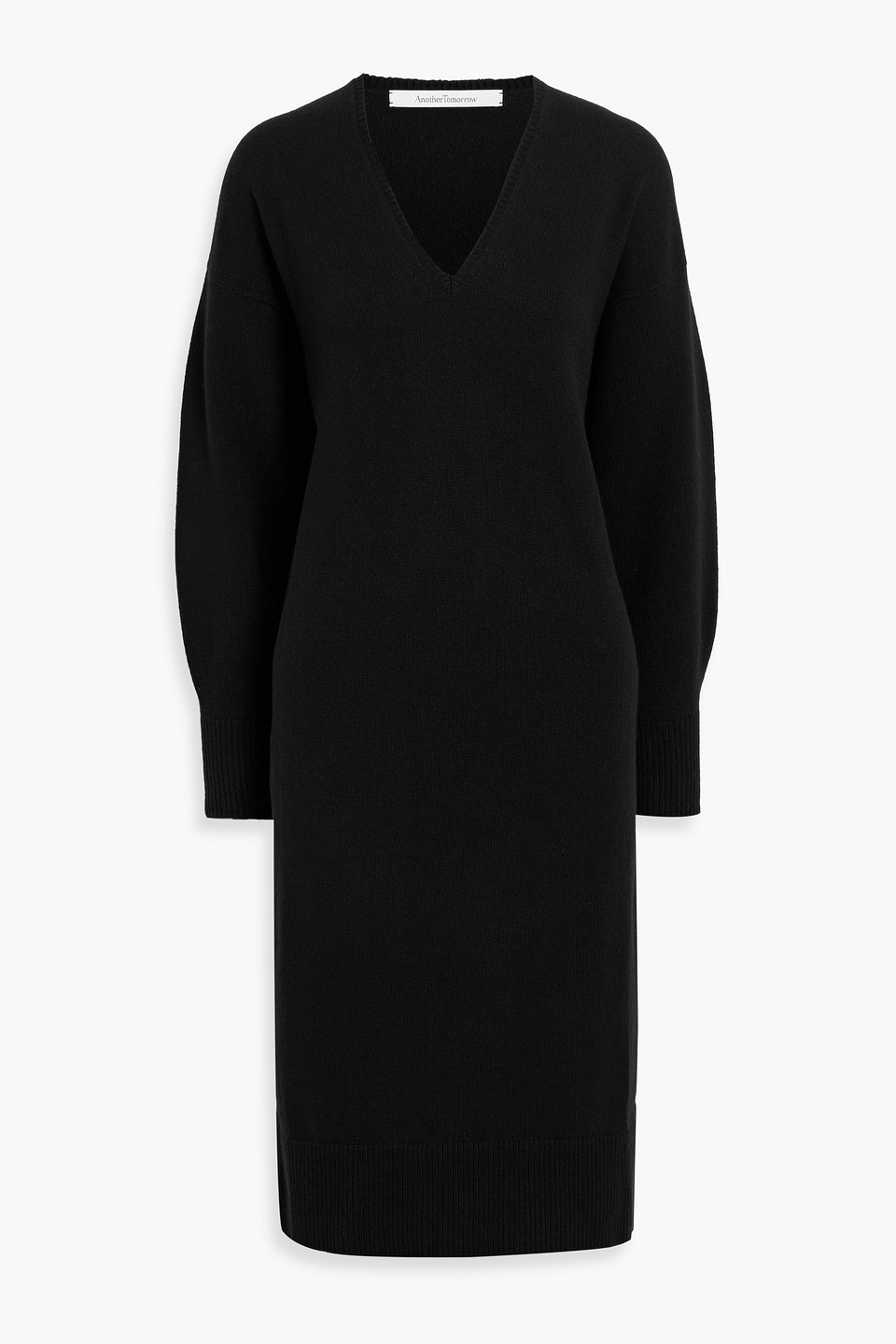 Another Tomorrow Cashmere And Wool-blend Midi Dress In Black