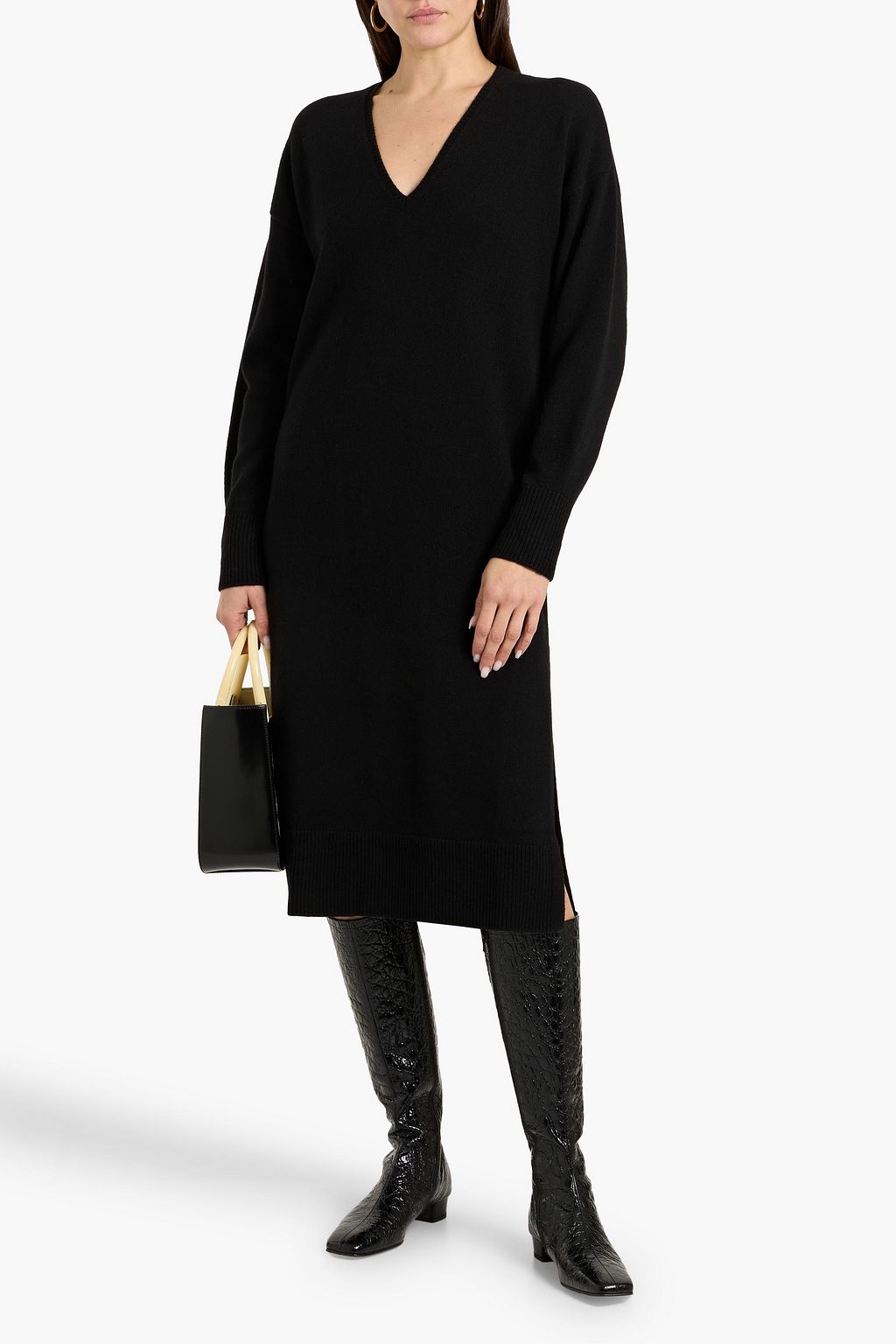 black off shoulder dress mini Magnolia Black Off-Shoulder Layered Satin Mini Dress main image 1