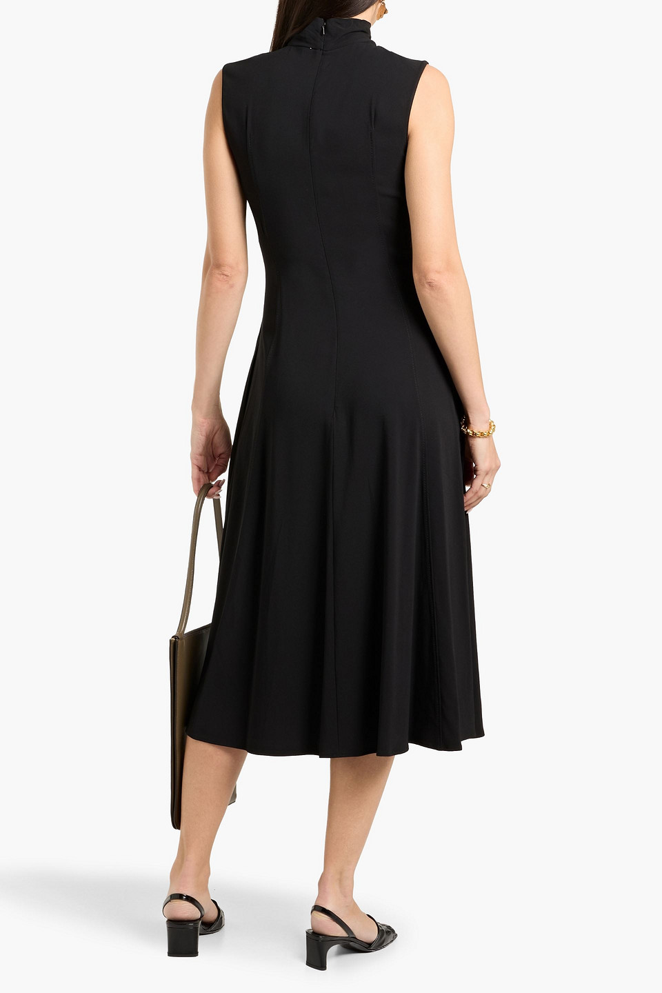  Another Tomorrow - Midikleid Aus Crêpe - Schwarz - It 36 