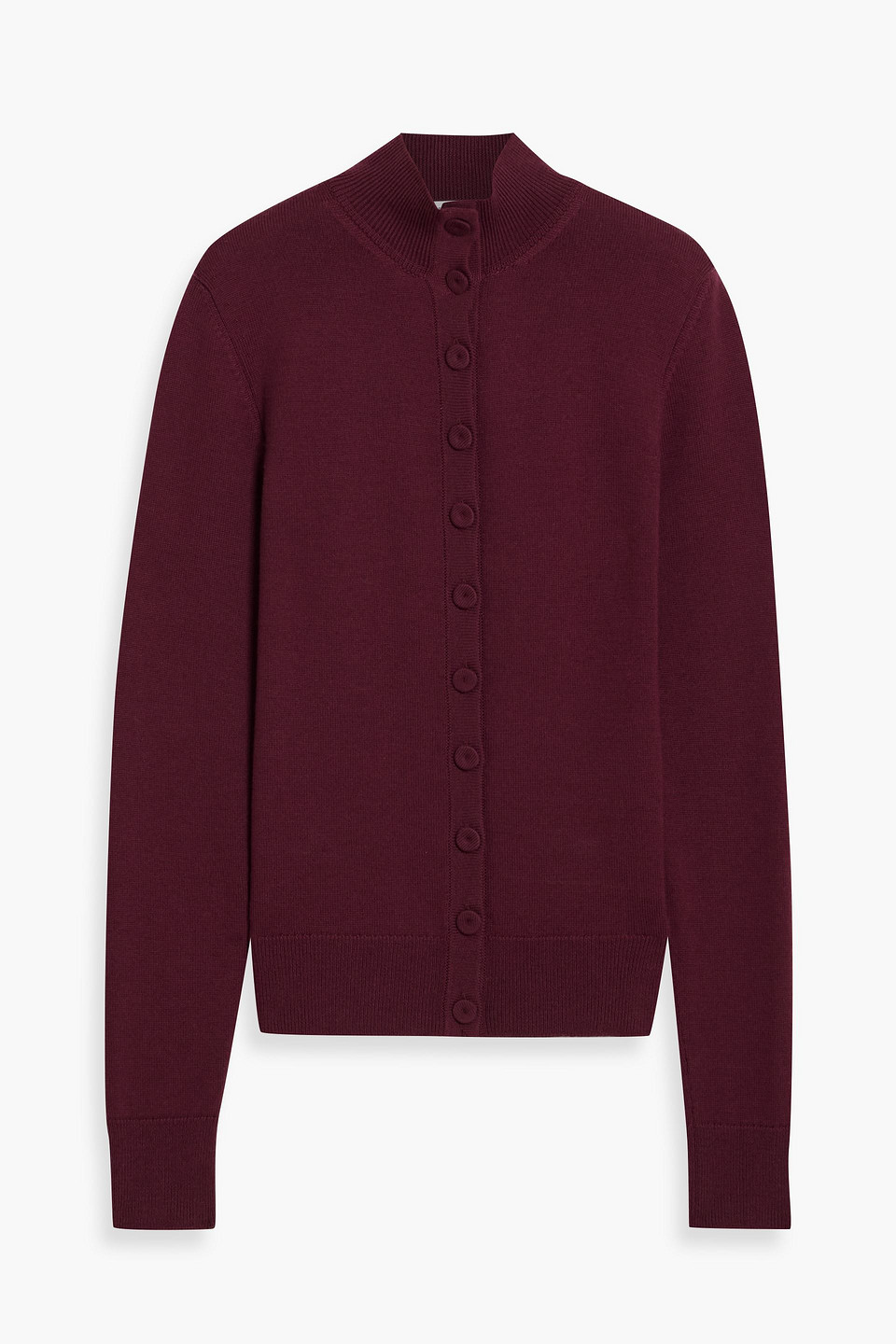 Another Tomorrow Wool Cardigan In Burgundy