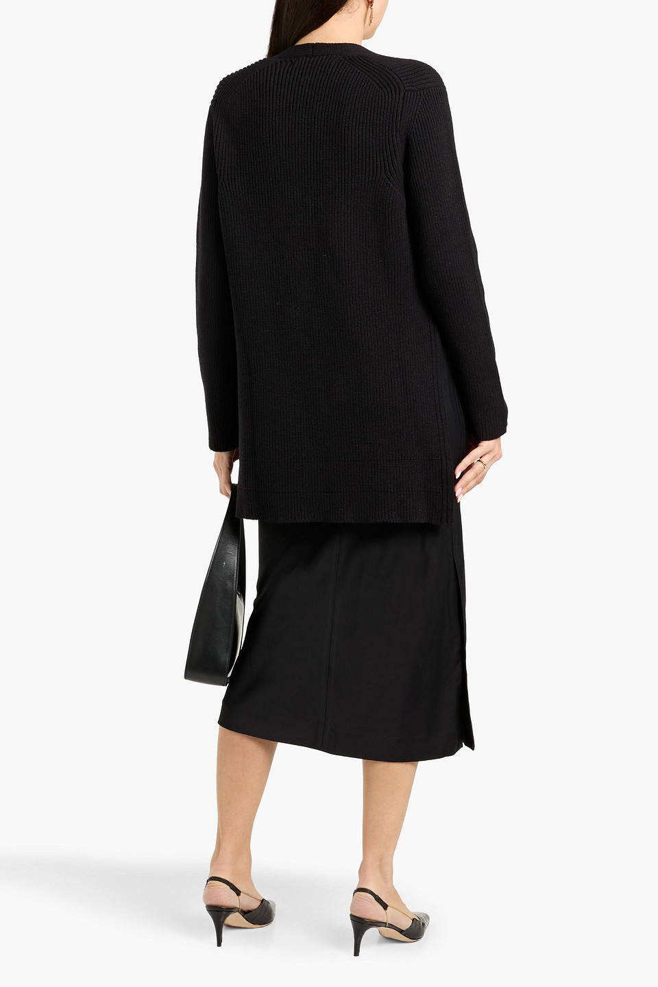  Another Tomorrow - Ribbed Merino Wool-blend Sweater - Black - Xs 