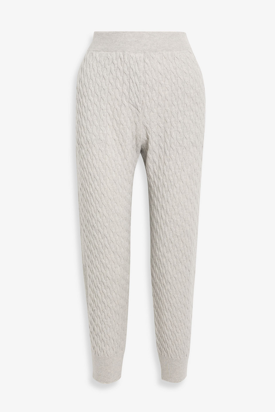 Brunello Cucinelli Cable-knit Cashmere Track Pants In Gray
