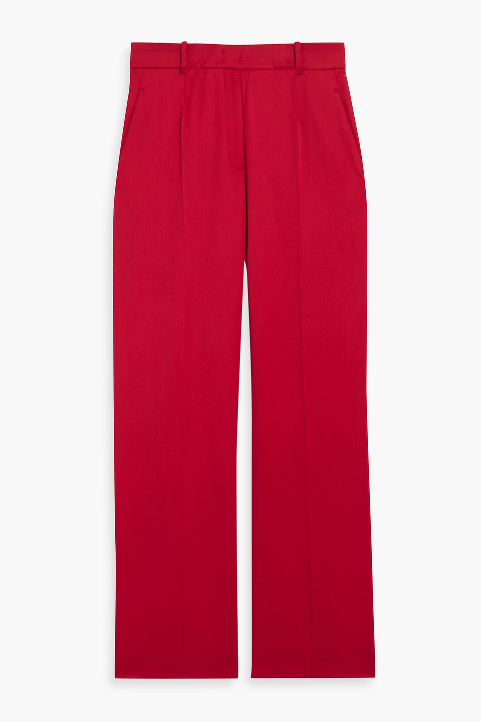 Another Tomorrow Wool-blend Twill Wide-leg Pants In Red