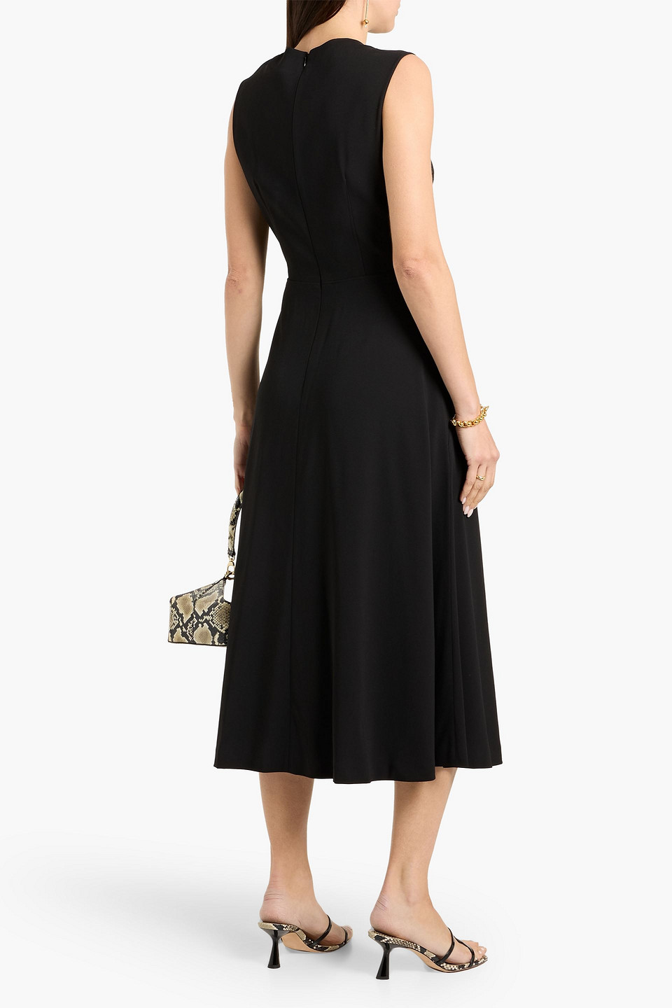  Another Tomorrow - Midikleid Aus Crêpe - Schwarz - It 36 