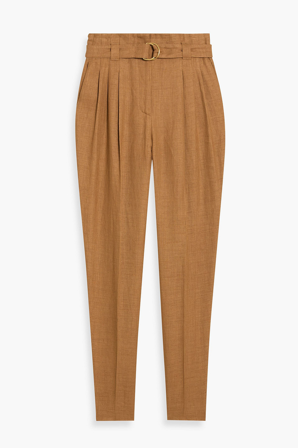 another tomorrow - linen-blend twill tapered pants - brown - it 38