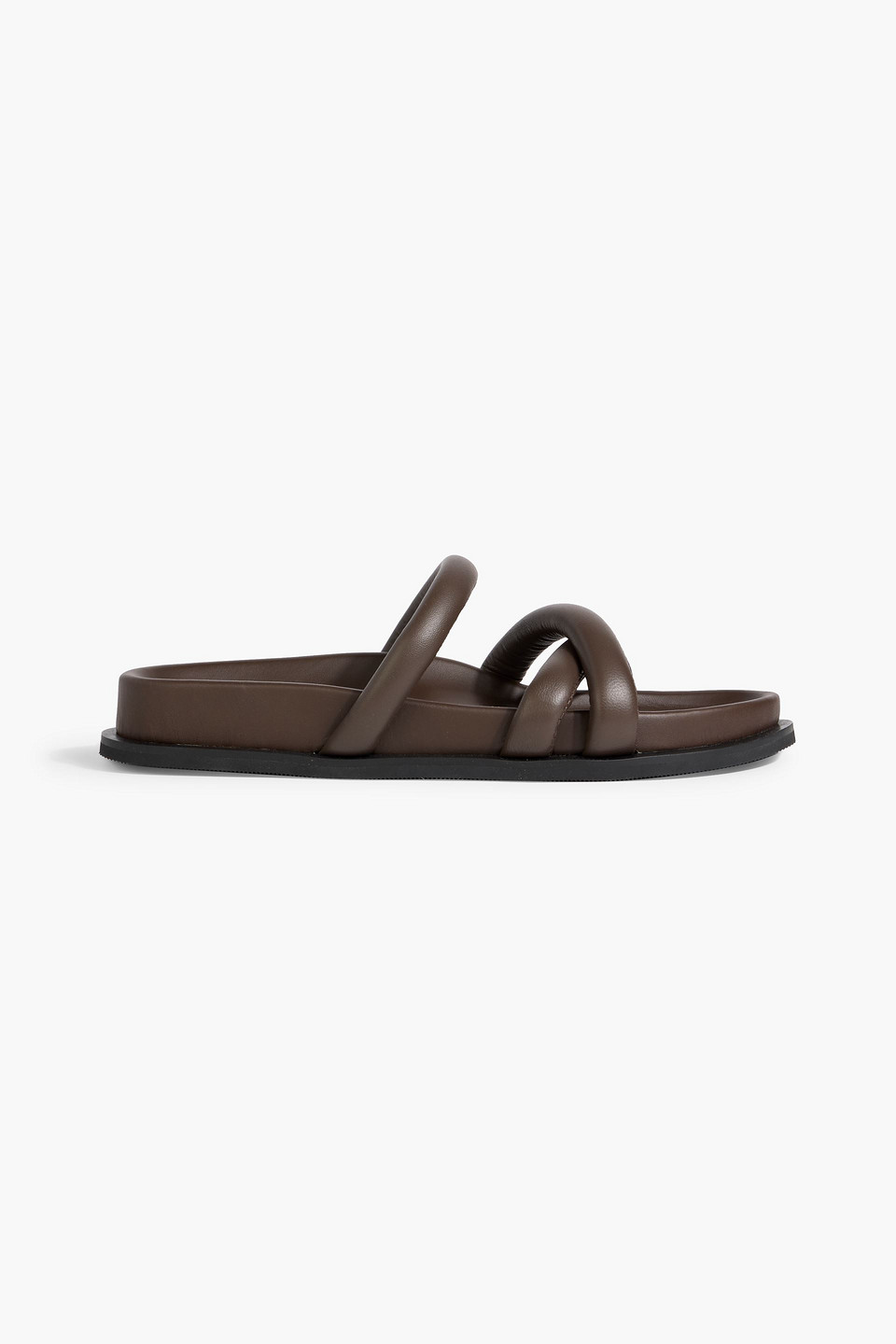 St Agni Leather Slides In Brown