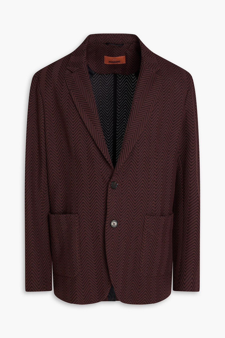 Missoni Crochet-knit Cotton-blend Blazer In Brown